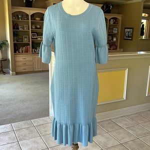 Michael Kors Chambray Blue Dress Woven Knit Size Large L